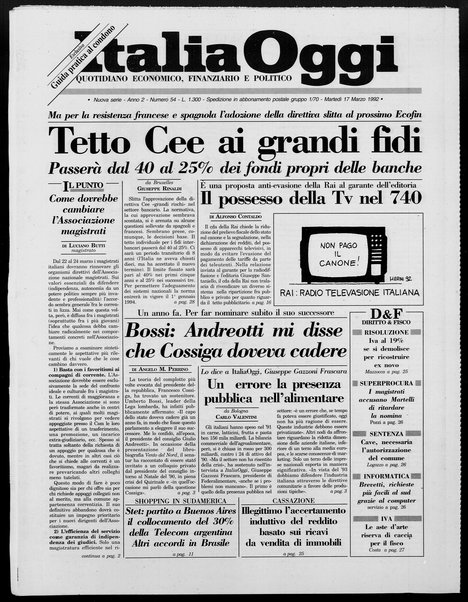 Italia oggi : quotidiano di economia finanza e politica